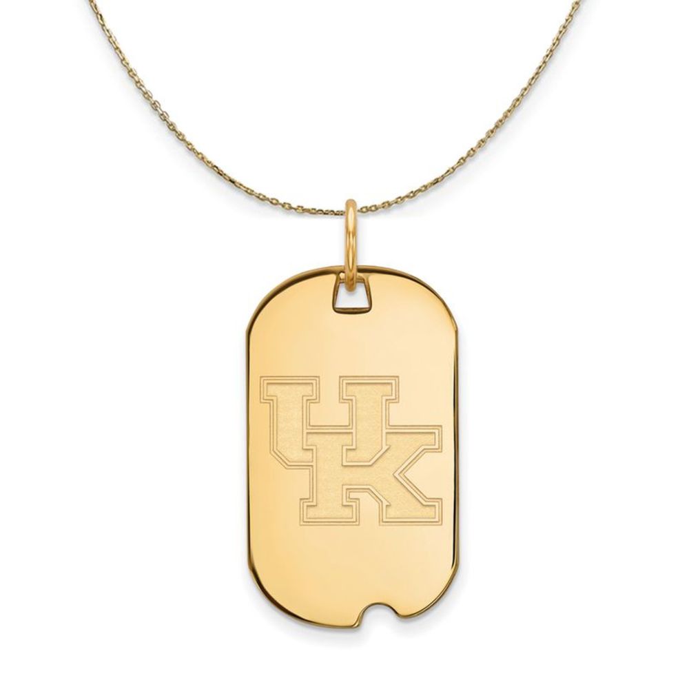 14k Yellow Gold U. of Kentucky Dog Tag Necklace - 16 Inch